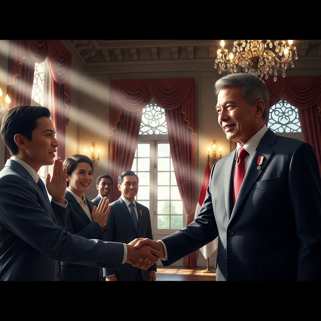 Five ministers replaced by Prabowo after deadly protests 3 President Prabowo shaking hands with the new cabinet members after announcing the replacement of the five ministers.