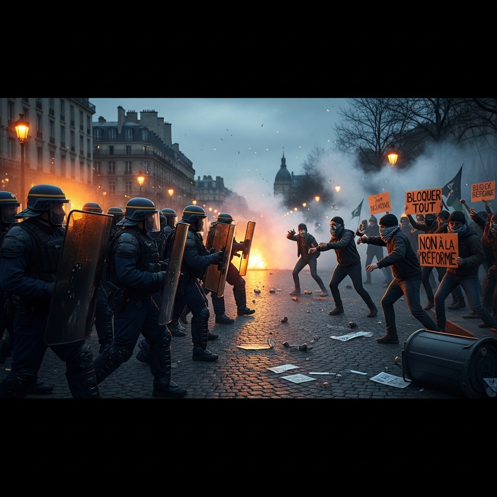 'block everything' protests: Hundreds arrested in France 3 Riot police clashing with demonstrators during the 'block everything' protests in Paris.