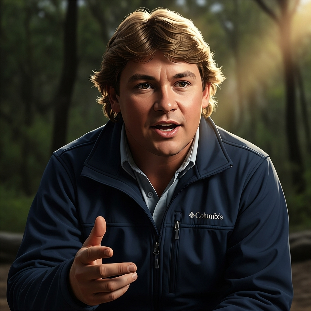 Robert Irwin's 2024 Columbia Sportswear Ambassadorship 4 Robert Irwin in a Columbia jacket, speaking passionately about wildlife conservation.