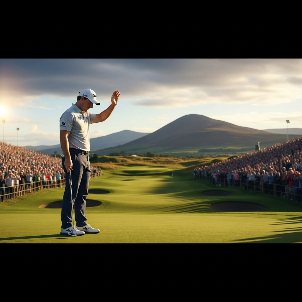 irish open 2024: McIlroy's Dramatic Play-Off Victory 2 Rory McIlroy acknowledges the crowd at the 2024 irish open at Royal County Down.