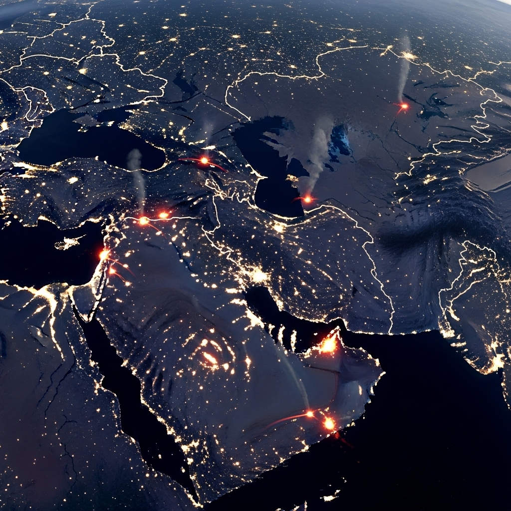 six countries: Israel Attacks 6 Nations in Past 72 Hours 3 Satellite imagery showing strike locations across the six countries involved in the conflict.
