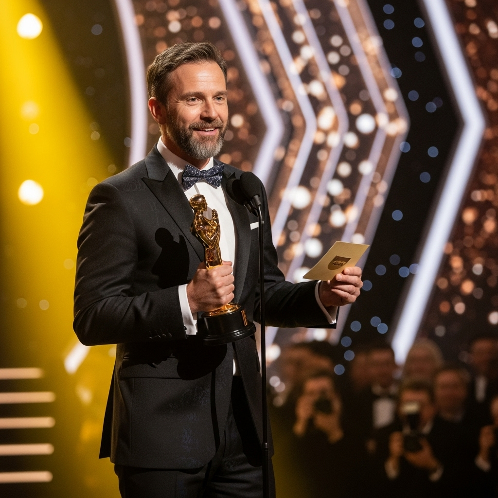 Emmy-Winning Series Skips 2016 Election in Latest Season 4 Showrunner Alistair Finch accepting an award for the emmy-winning series at a ceremony.