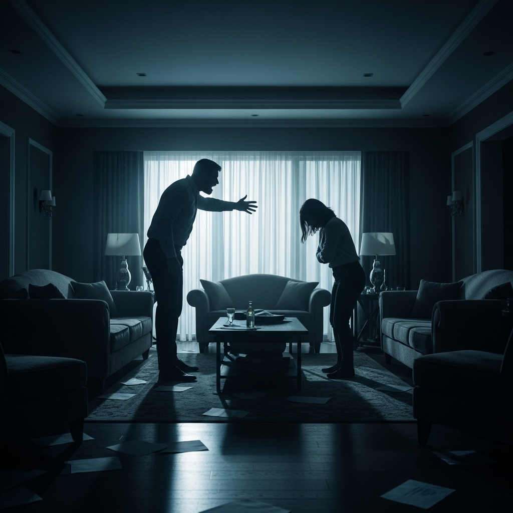 'extreme' conduct': 3 Shocking Claims in NFL Divorce 4 Silhouetted figures arguing, representing the 'extreme' conduct' and conflict alleged in the NFL divorce court documents.