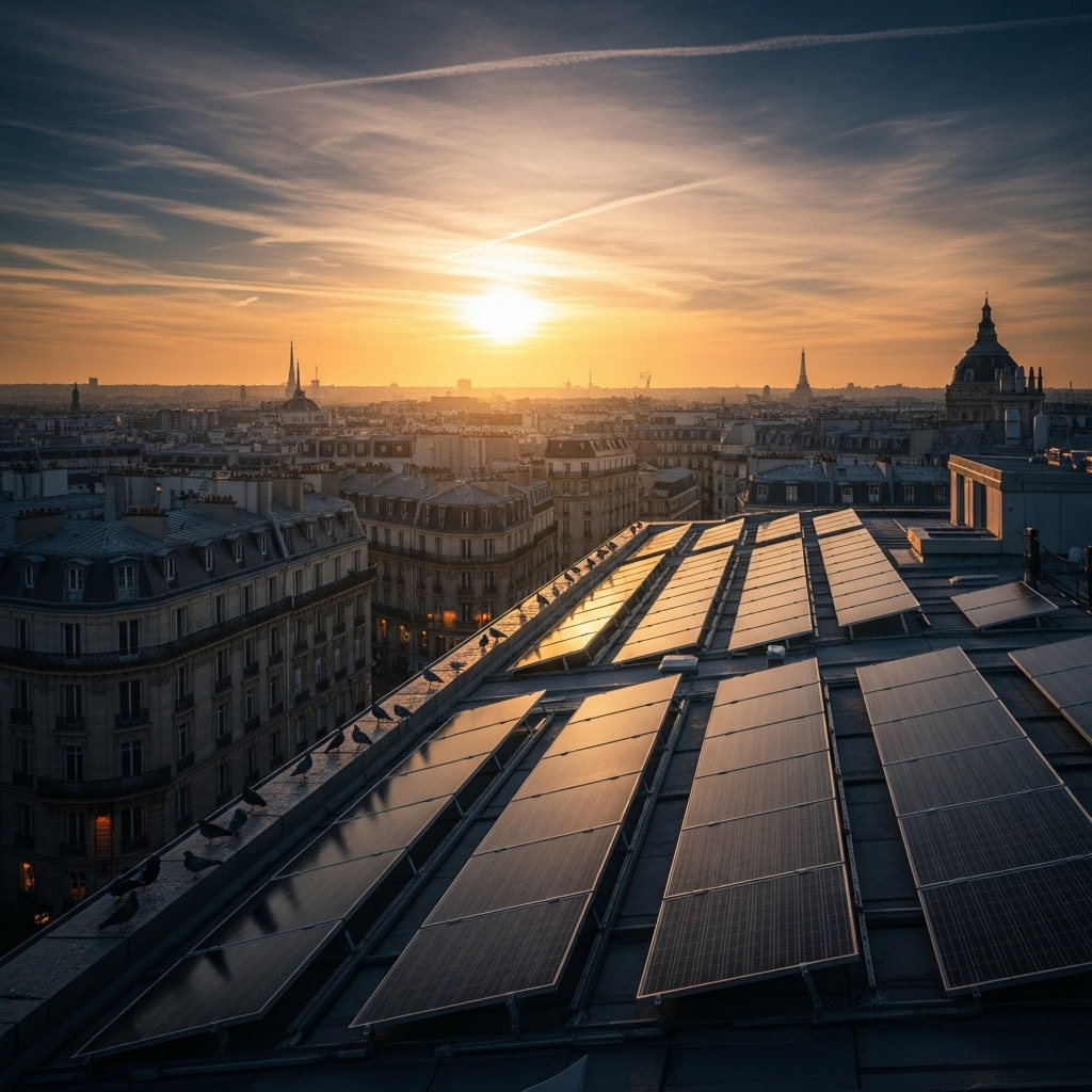 New PM in France: 5 Key Challenges for Macron's Choice 4 Solar panels installed on a rooftop in a French city, a key policy area for the new pm.