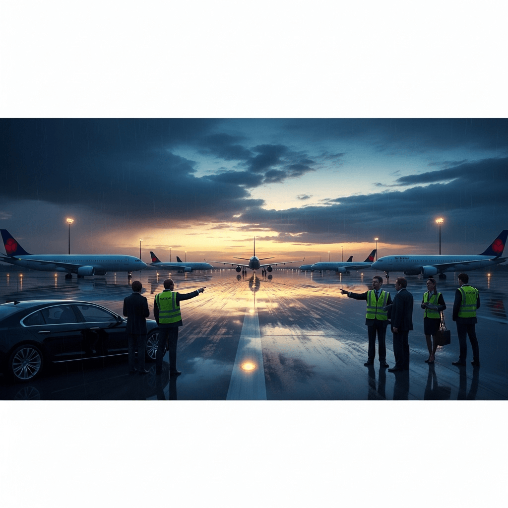 Off-Duty Pilot Pleads Guilty to 83 Counts of Endangerment 4 An airport runway with planes, symbolizing the aviation industry's response to the off-duty pilot incident.