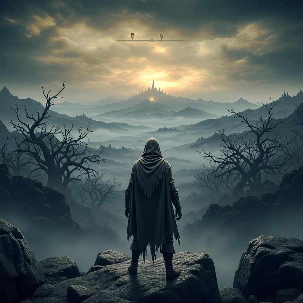Will This Indie Game Break the Internet? The Hype is REAL! 6 A character in Aethelgard's Echo looking out at a vast, melancholic landscape, evoking a sense of solitude and contemplation.