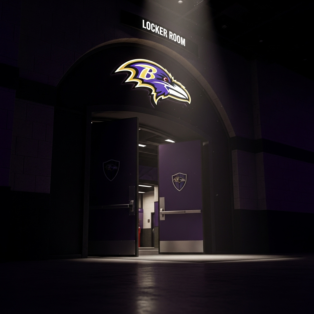 Locker Room Mistake: Ravens Lose 23-20 in Bills Shootout 2 The Baltimore Ravens locker room entrance at M&T Bank Stadium.