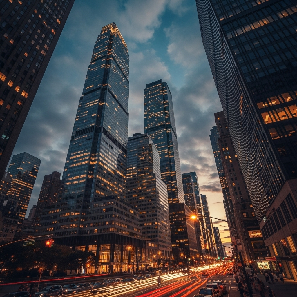 57th Street NYC: 7 Reasons It's Billionaires' Row 2 The dramatic skyline of Billionaires' Row, showcasing the supertall towers along 57th street at dusk.