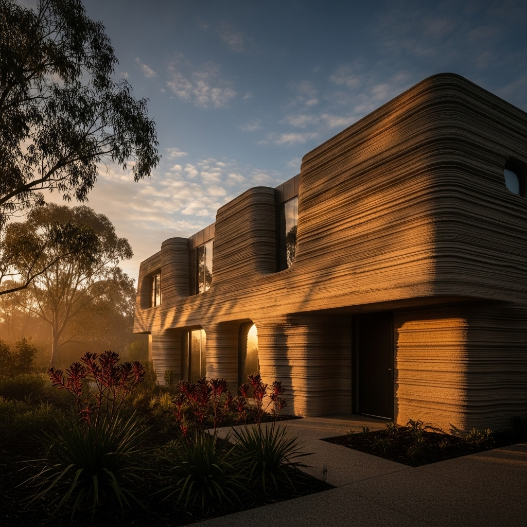 just 5 months: Australia's 1st 3D Printed Home is Here 2 The exterior of Australia's first 3D printed home, built in just 5 months.