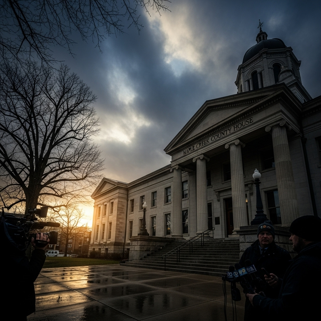 retired college professor’s killing: Suspect’s 1 Prior Arrest 4 The exterior of the Maple Creek county courthouse where the suspect in the retired college professor’s killing will be tried.