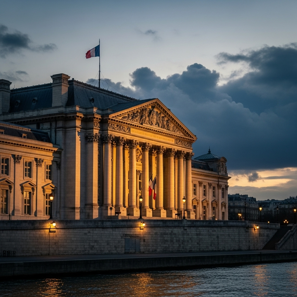 French government: 1 critical confidence vote looms 2 The French parliament building, the Assemblée Nationale, where the fate of the French government will be decided.