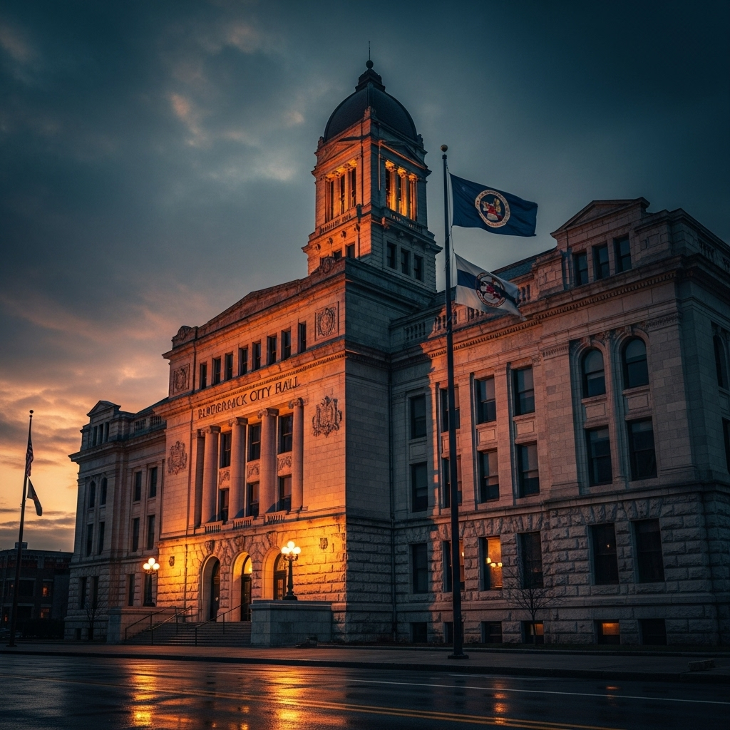 Public property flag rules: 1 Michigan city ban proceeds 2 The Hamtramck city hall, a form of public property where the new flag rules will be enforced.