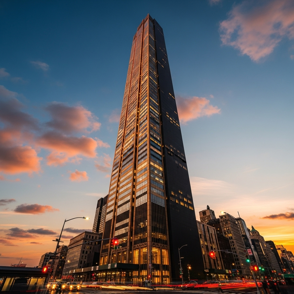 57th Street: 5 Must-See Landmarks on Billionaires' Row 4 The incredibly thin profile of Steinway Tower piercing the sky above 57th street.