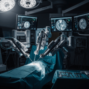 the modular arms of medtronic s hugo robot positioned in a state of the art operating room 0