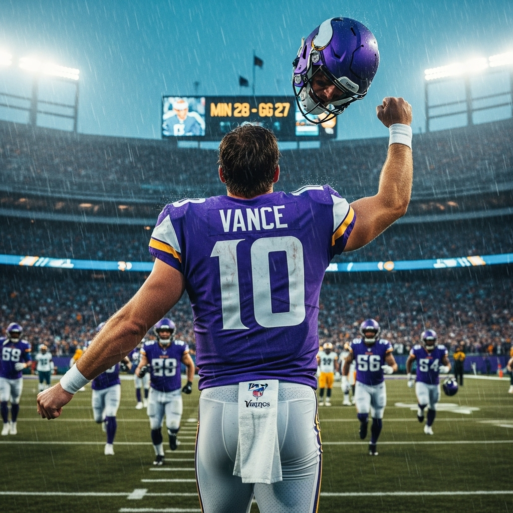 Vikings QB: A Heroic Victory in His 1st Career Start 3 The new vikings qb Leo Vance celebrates after throwing the game-winning touchdown pass.