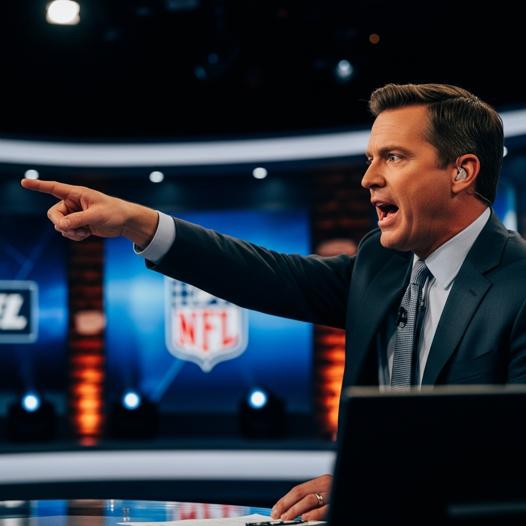 NFL Network Host Fires 1 Shot at ESPN Analyst's Comments 4 The NFL Network host Kyle Brandt pointing emphatically while making a point on the set of his show.