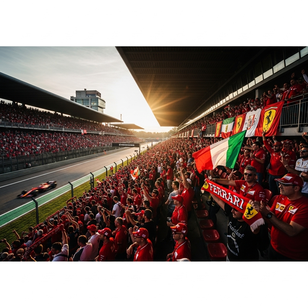 First Win in 4 Races: Max Verstappen Claims Italian GP 4 The passionate Tifosi fans filling the grandstands at the Monza circuit in Italy.