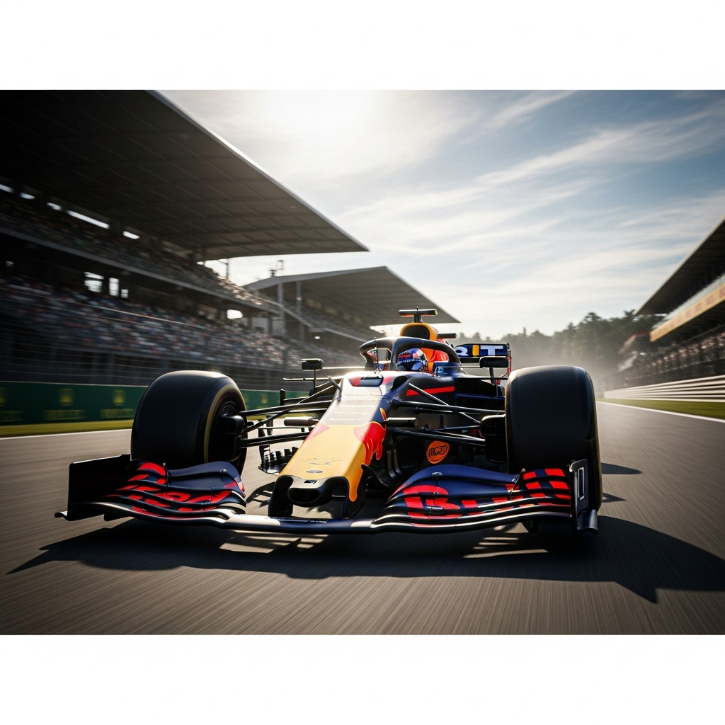 First Win in 4 Races: Max Verstappen Claims Italian GP 3 The Red Bull Racing car of Max Verstappen speeding down the main straight at Monza.