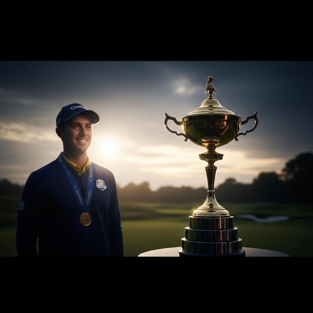 ryder cup inclusion: 1 'messy' night for Tyrrell Hatton 4 The Ryder Cup trophy gleaming, the ultimate prize for Tyrrell Hatton after his successful ryder cup inclusion.