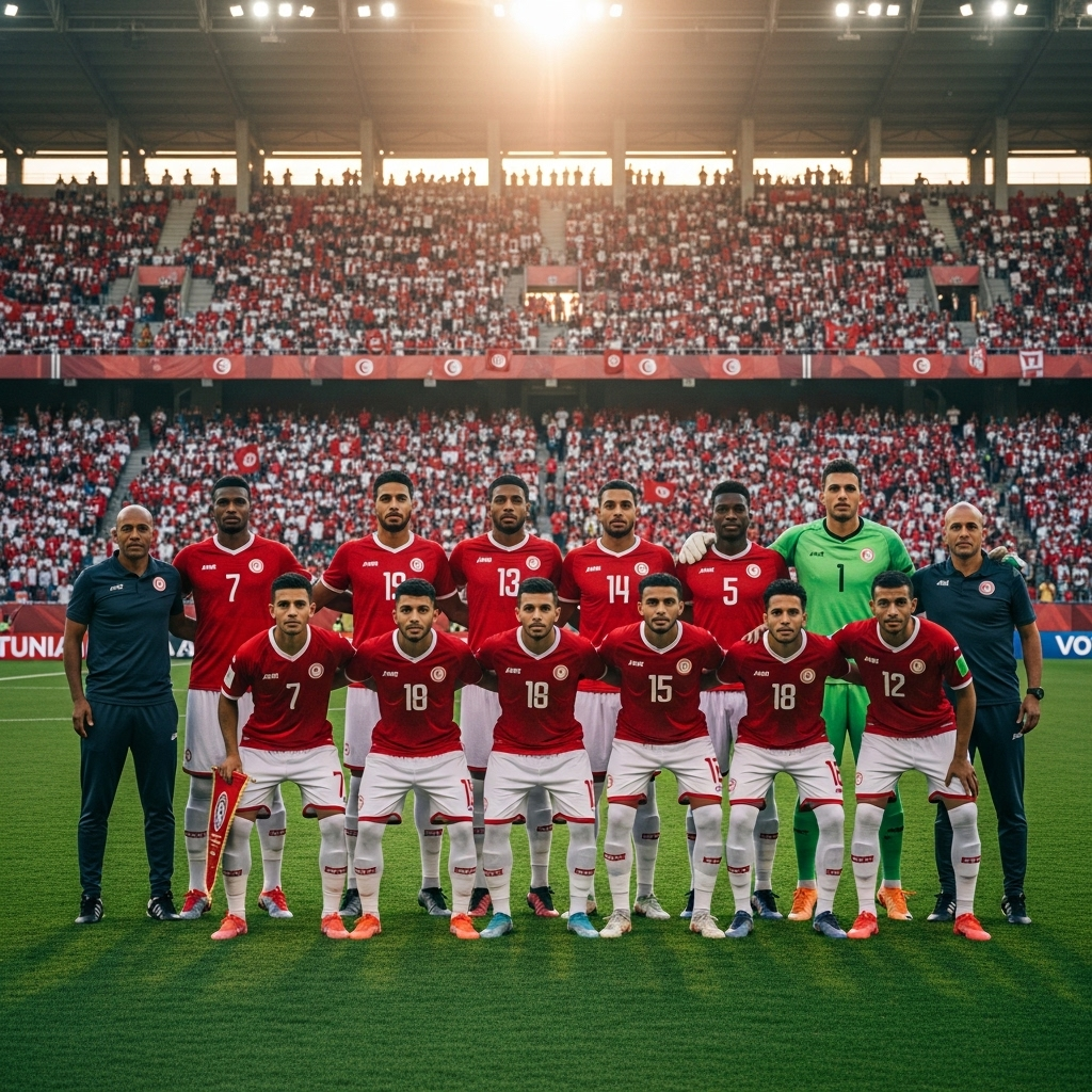 2026 World Cup: Tunisia Claims Spot with 1-0 Victory 3 The Tunisian national team posing for a group photo before a crucial 2026 world cup qualifier match.