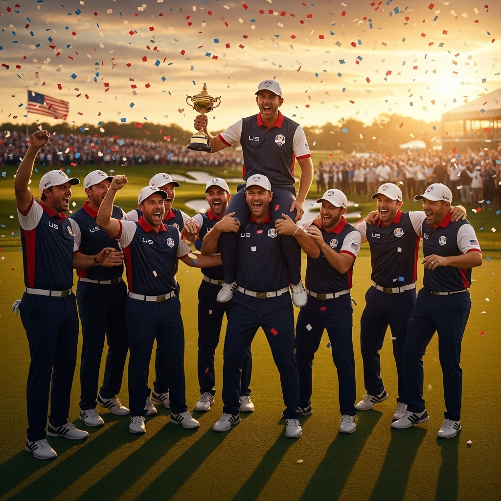 Ryder Cup: Scheffler Bags 1st Win Before Heading to Rome 3 The U.S. Ryder Cup team celebrating a previous victory.