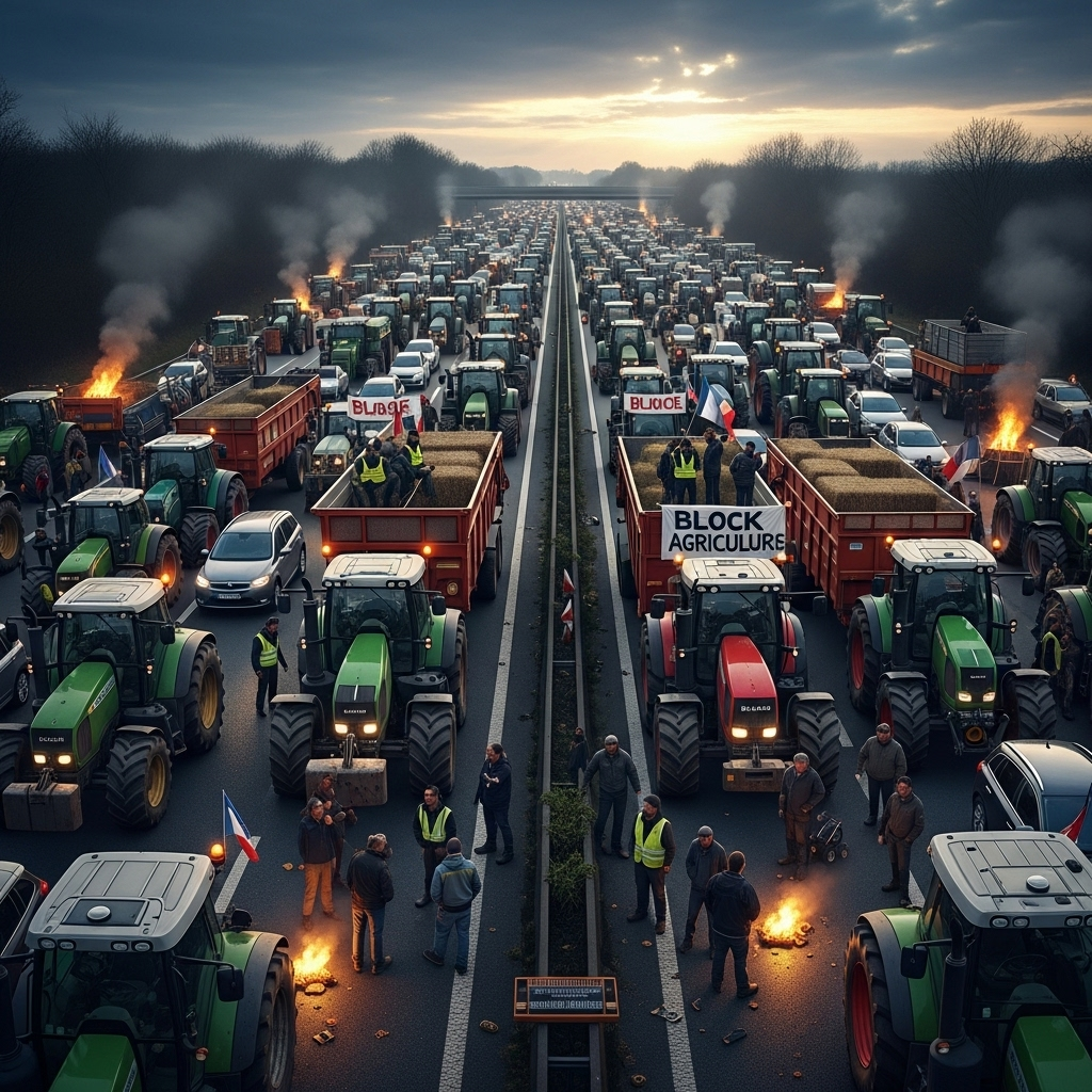 'Block everything' protests: 100s Arrested Across France 3 Tractors and cars blocking a major French highway during the 'block everything' protests.