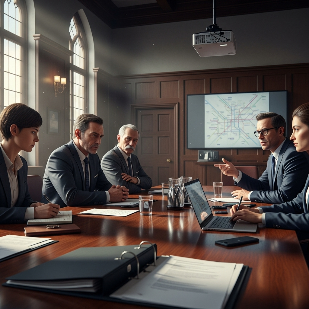 London Underground: 7 Days of Strikes Halt Tube Service 4 Union and TfL negotiators at a table, discussing the future of the london underground